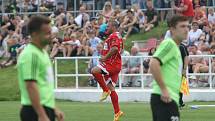 Utkání mezi TJ Start Brno (v červeném) proti TJ Rajhradice. Na snímku Micův gól na 1-0.