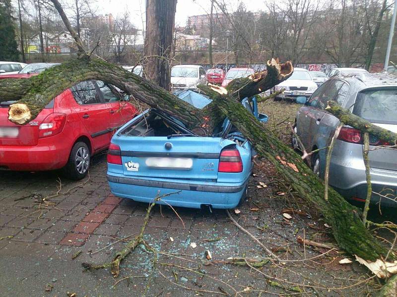 Výsledky pondělního řádění orkánu Sabine na jižní Moravě, u kterých zasahovali krajští hasiči.