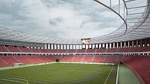 Vizualizace podoby stadionu za Lužánkami z roku 2008. Projekt je třeba upravit, aby odpovídal současným požadavkům.