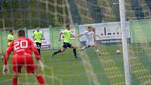 Líšeňští fotbalisté (v bílém) porazili v utkání 27. kola FORTUNA:NÁRODNÍ LIGY na domácím hřišti Prostějov 2:0.