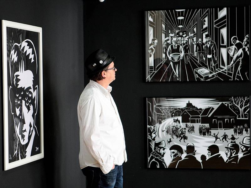 Výstava Jaromíra Švejdíka vystupujícím pod uměleckým jménem Jaromír 99 představuje komiksy i osobitou volnou tvorbu autora.