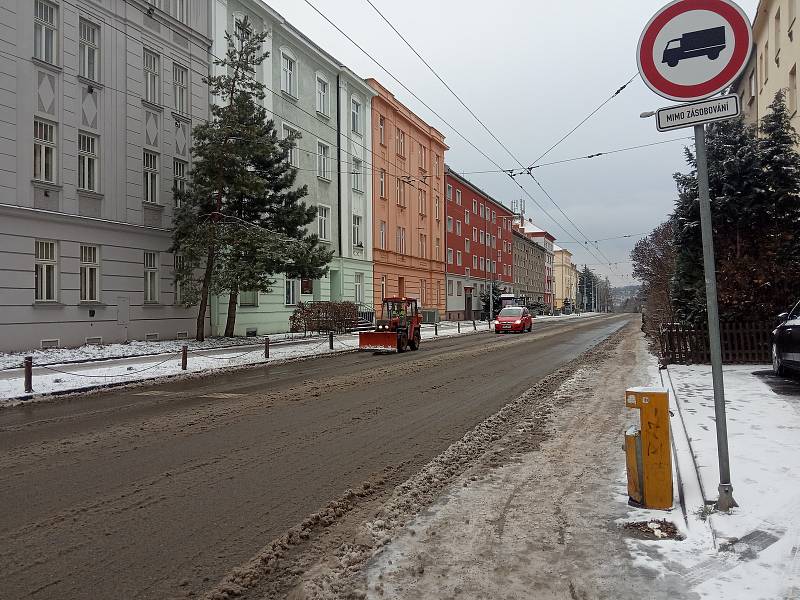 Situace na silnicích v Brně.