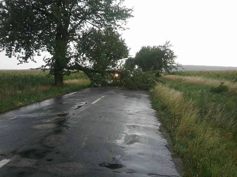 Jihomoravští hasiči se celou noc nezastavili. Bouřky a vítr v noci na pátek porážely stromy, desítky tisíc lidí byly bez elektřiny.