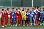 Zápas Tipsport ligy mezi 1. SC Znojmo (modrá) a FC Zbrojovkou Brno (červená).