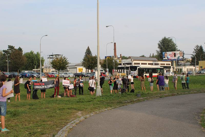 V Komárově lidé protestovali proti zvířatům v cirkusech.