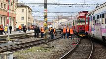 Brno 5.3.2019 - srážka vlaků na hlavním nádraží v Brně.