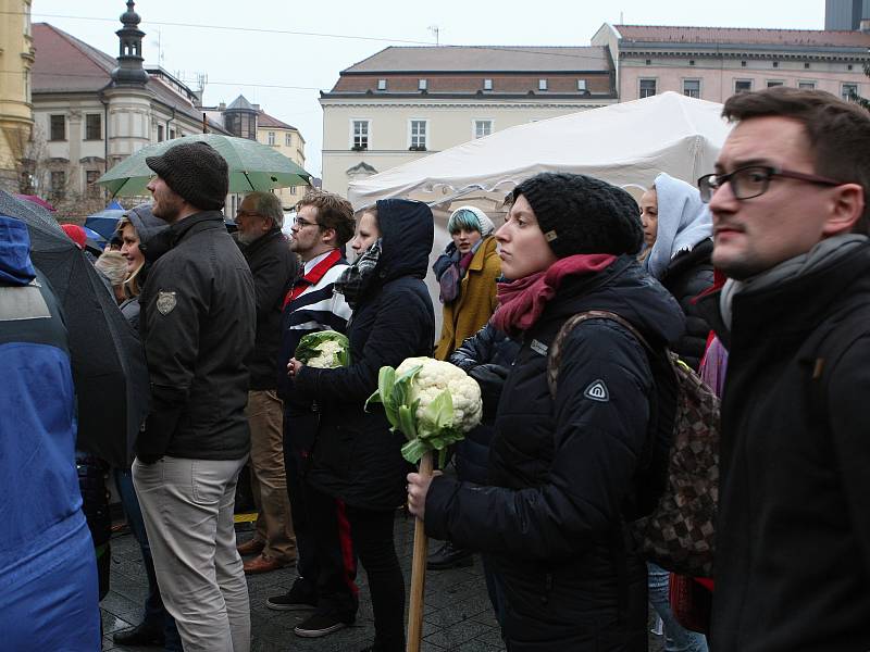 Zhruba dvě stě lidí přišlo na vzpomínkovou akci k 17. listopadu na brněnské náměstí Svobody.