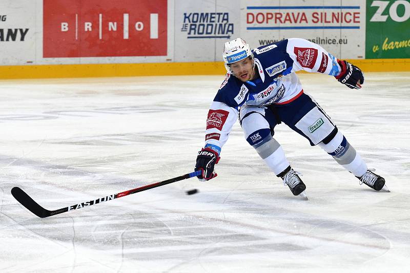 11.kolo extraligy ledního hokeje mezi domácí Kometou Brno (Jan Hruška) a Libercem.