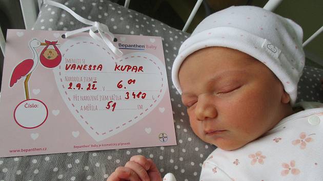 Vanessa Kupar, 2. 9. 2022, Mikulov, Nemocnice Břeclav, 51 cm, 3480 g