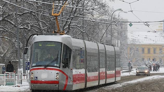 Sníh v brněnských ulicích.