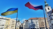 Brněnský magistrát vyvěsil ukrajinskou vlajku.