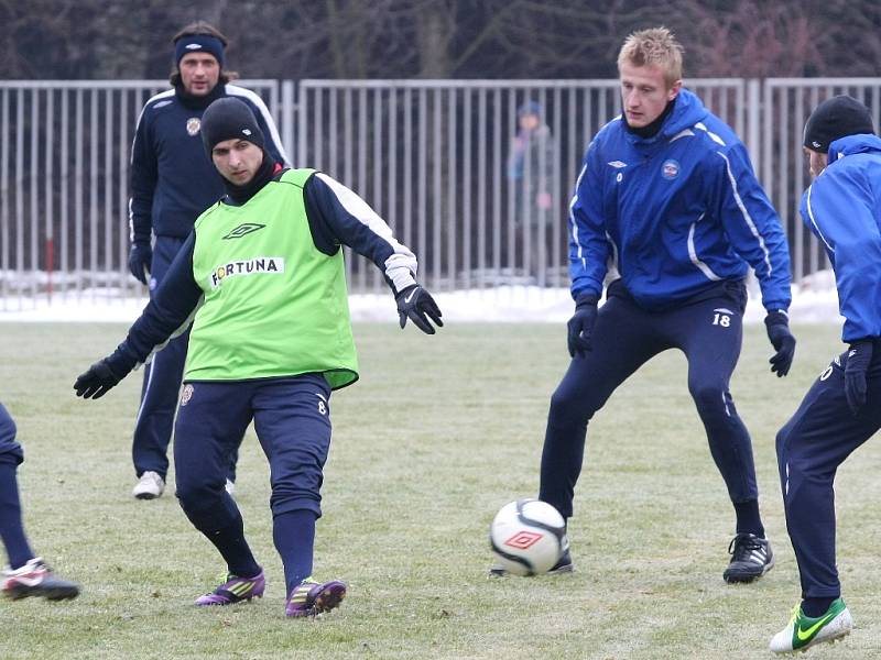 Trénink fotbalistů brněnské Zbrojovky.