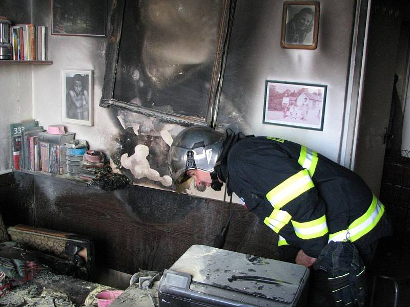 Požár bytu v Milénově ulici v Brně.