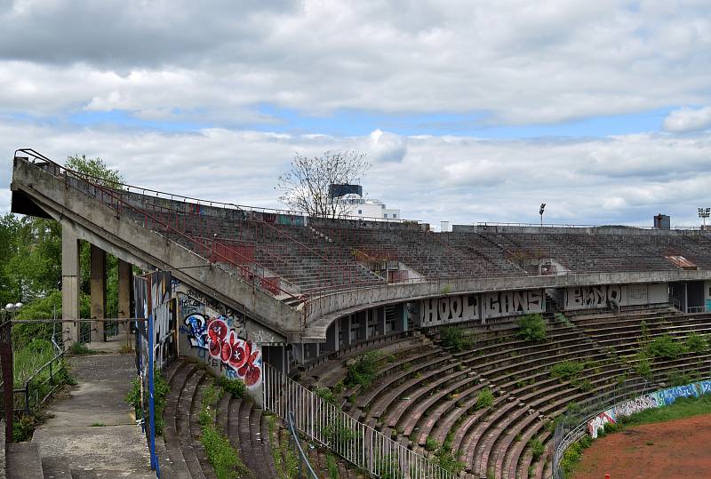 Fotbalový stadion za Lužánkami, květen 2021.
