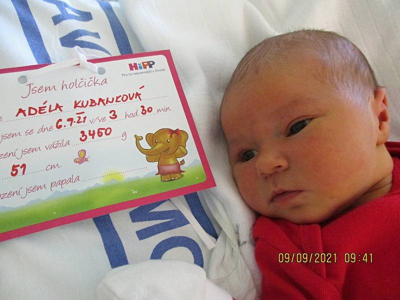 Adéla Kubanková, 6. 9. 2021, Hodonín, Nemocnice Břeclav, 3450 g, 51 cm