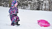 Zatímco řidičům a silničářům vytvořila sněhová nadílka hodně vrásek na čele, dětem vykouzlila úsměv na tváři. Takhle si ji užívali ve Vranovicích na Brněnsku