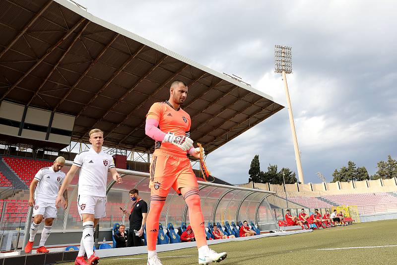 Fotbalisté Zbrojovky Brno (v červeném) na Tipsport Malta Cupu po výhře 1:0 nad Spartakem Trnava obsadili třetí místo.