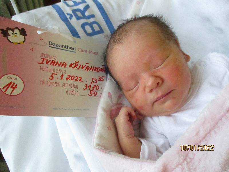 Ivana Křivánková, 5. 1. 2022, Břeclav, Nemocnice Břeclav, 3180 g, 50 cm