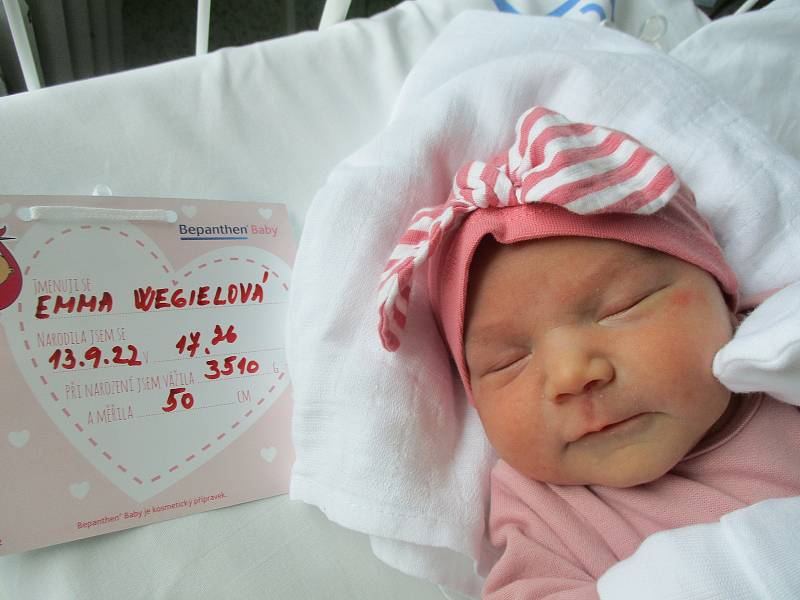 Emma Wegielová, 13. 9. 2022, Kopčany, Nemocnice Břeclav, 50 cm, 3510 g