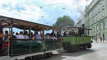 Historická tramvaj Caroline projela Brnem u příležitosti každoroční události Dopravní nostalgie.