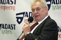 Prezident Zeman při návštěvě Adamova.