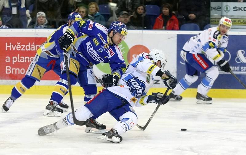 Brněnští hokejisté ve 45. extraligovém kole doma nestačili v derby na Zlín. Podlehli mu jednoznačně 0:4