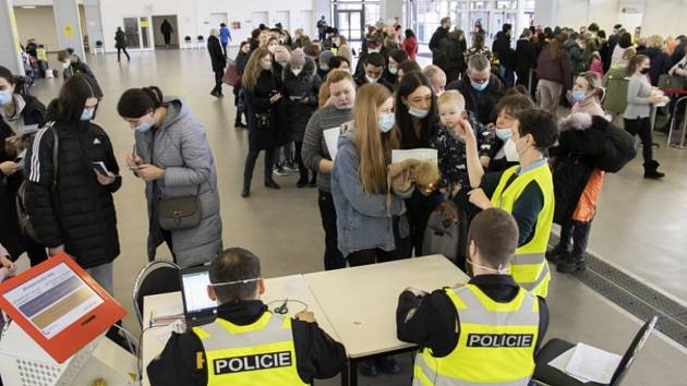 Krajském asistenčním centru pomoci Ukrajině na brněnském výstavišti.