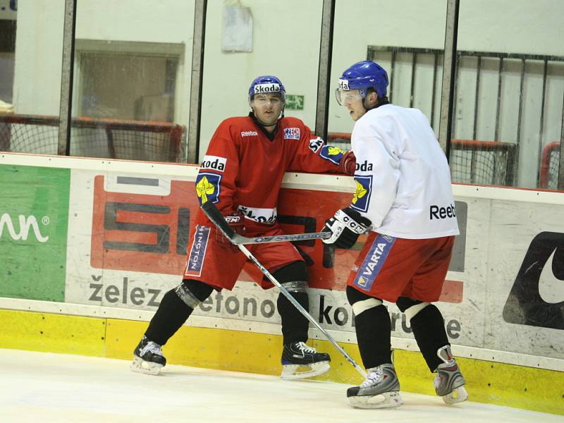 Česká hokejová reprezentace trénuje v brněnské hale Rondo.