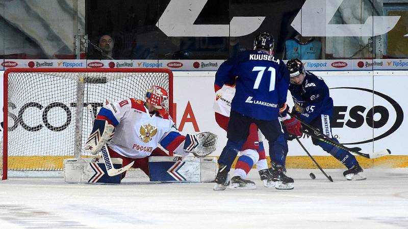 Carlson Hockey Games v brněnské DRFG aréně mezi Ruskem v bílém a Finskem