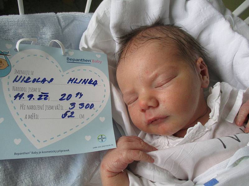 Nikolas Hlinka, 11. 9. 2022, Hodonín, Nemocnice Břeclav, 52 cm, 3330 g