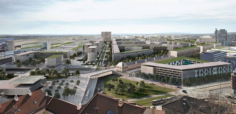 Ideový návrh možné podoby nového hlavního železničního nádraží a jeho širokého okolí v Brně, který pochází z ideové soutěže z roku 2016.