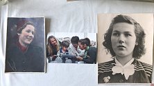Portréty Susanny Stiassni ohraničující snímek rodiny jejího syna Andyho.