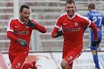 Fotbalisté Zbrojovky Brno (v červeném) porazili Olomouc 1:0.