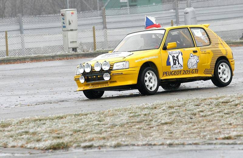 Při jedenáctém ročníku Rallye Show Modřice si řidiči mimo jiné vyzkoušeli jízdu na ledě.