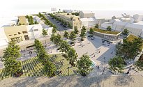 Vítězný návrh architektonické soutěže na novou podobu náměstí Karla IV. v brněnské Líšni.