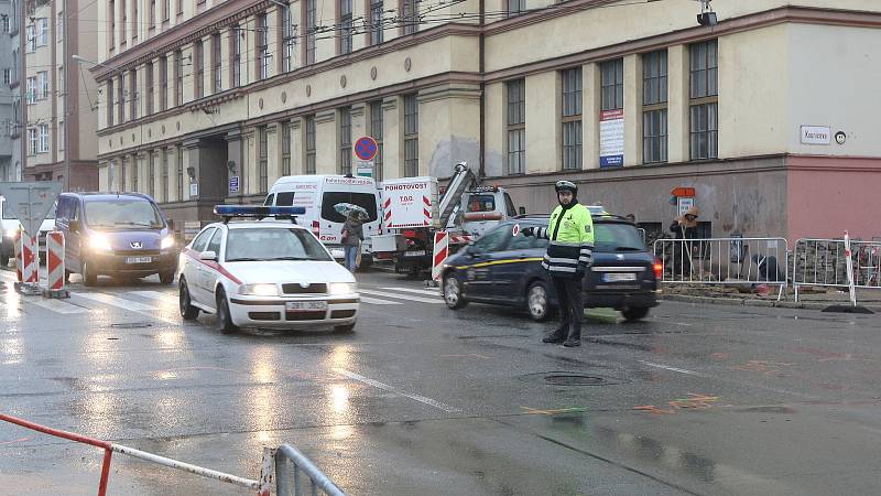 Křižovatka Kounicovy a Kotlářské ulice v Brně.