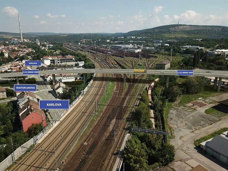 Nad maloměřickým nádražím povede mostní estakáda, která bude součástí VMO Tomkovo náměstí a Rokytova.