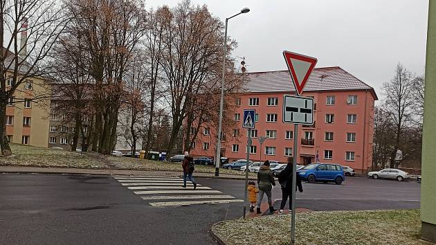 Přechod pro chodce v Sokolovské ulici