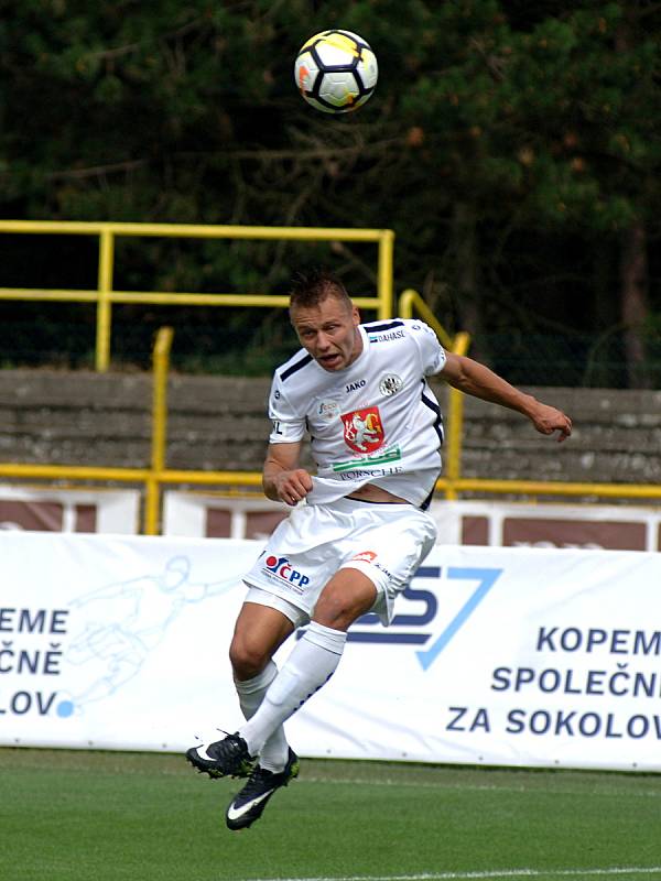 Fotbalisté Baníku Sokolov (ve žlutočerném) hostili Hradec Králové.