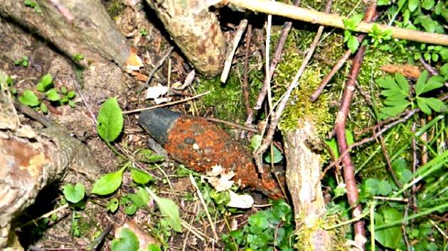 DETEKTOREM kovu nalezl muž v korytu řeky Svatava dělostřeleckou minu.