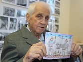 Svatoslav Karpíšek na své stoleté narozeniny namaloval přítomným hostům obrázek