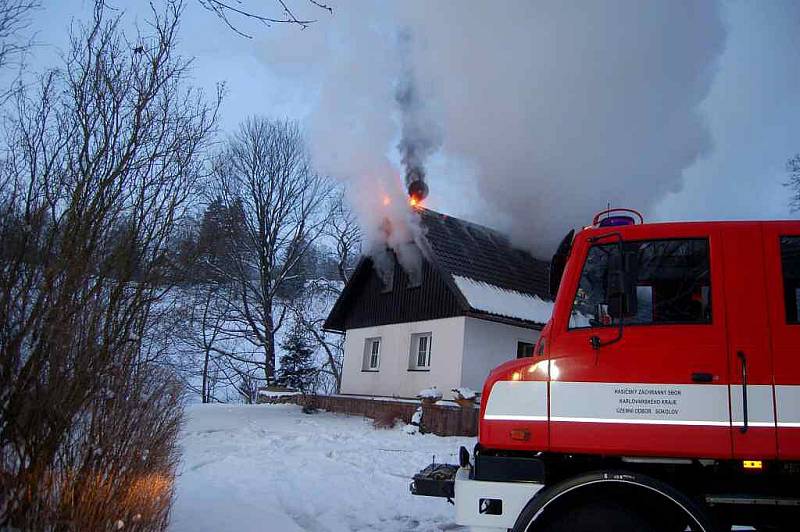 Požár ve Stříbrné.