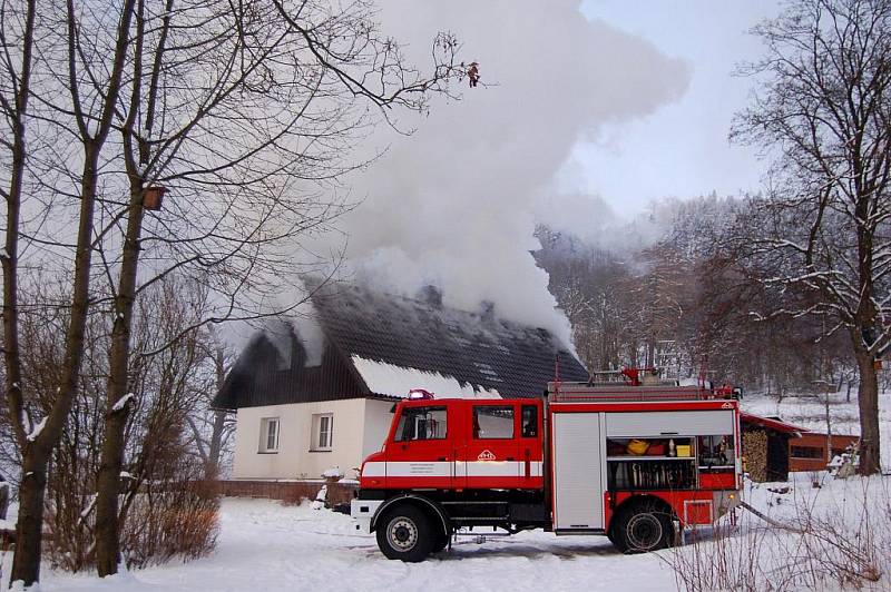 Požár ve Stříbrné.