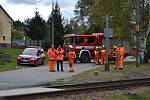 Nehoda na železničním přejezdu v Roudné u Soběslavi.