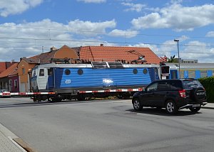 Železniční přejezd v táborské Komenského ulici.