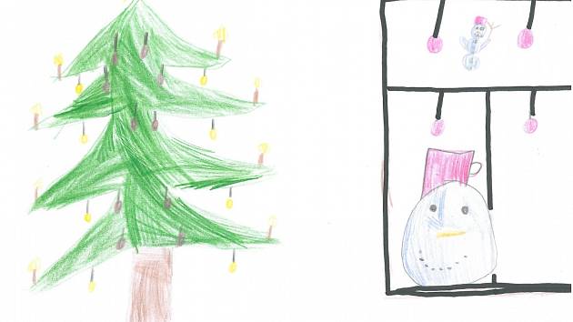 PLNO DÁREČKŮ. Takto vypadají Vánoce v rodině Alice Janů z Mladé Vožice. Autorce obrázku je osm let. 