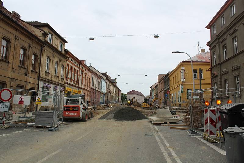 Dopravní uzavírka Budějovické ulice v Táboře.