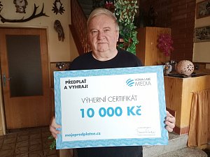Předplatitel Jaroslav Kolář z Ústrašic na Táborsku uspěl v soutěži Deníku, vyhrál 10 tisíc korun.