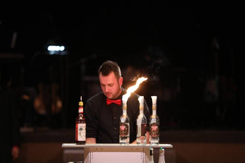 Barmanská show vícemistra světa Václava Abrahama ve Veselí nad Lužnicí.