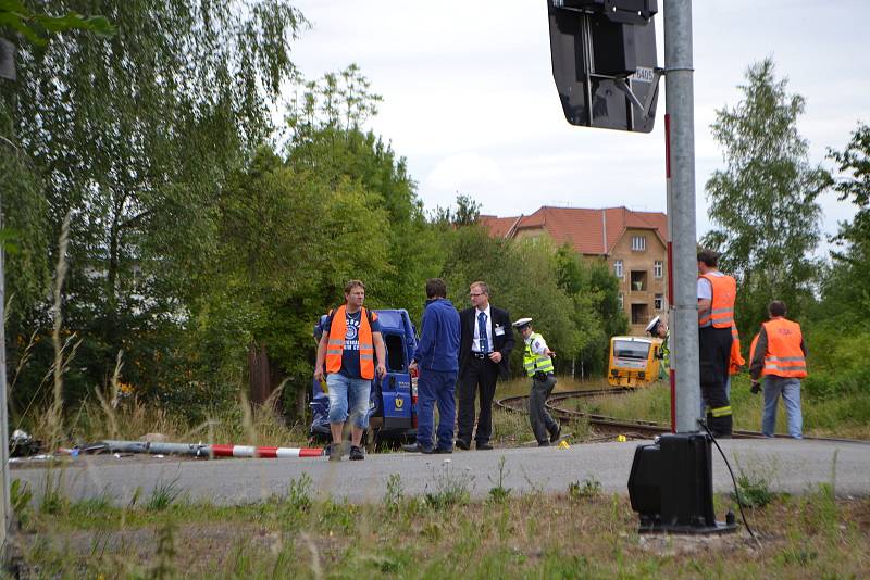 Dopravní nehoda na vlakovém přejezdu v Měšické ulici v Táboře.